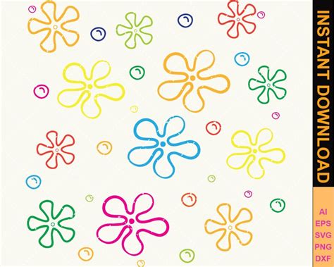 Bikini Bottom Flowers Bundle Spongebob Pastel Flower Svg Flower
