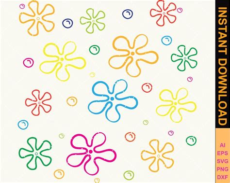 Bikini Bottom Flowers Bundle Spongebob Pastel Flower Svg Flower