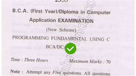 Bca 1st Year Programming Fundamental Question Paper Youtube