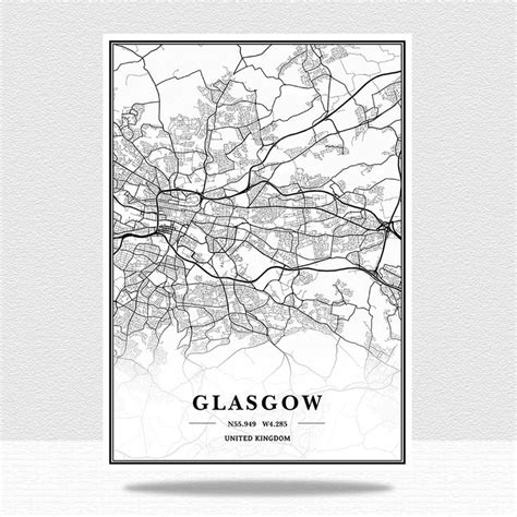 a black and white map of glasgow