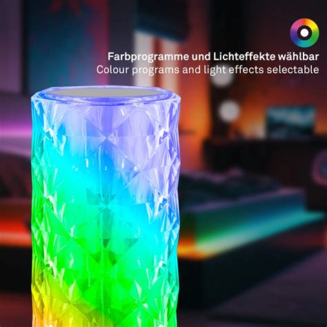 Brilo Akku Tischleuchte Kristalloptik W Mit Rgb Cm X Cm