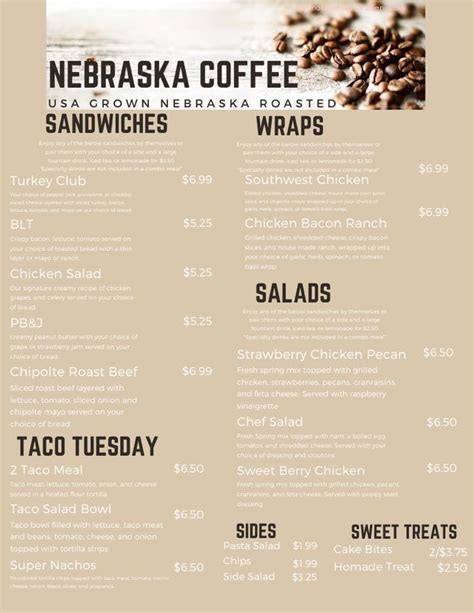 Online Menu Of Nebraska Coffee Restaurant Kimball Nebraska 69145 Zmenu