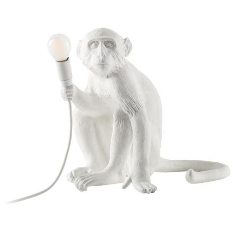 Seletti Outdoor White Standing Monkey Lamp Resin Lamp For Sale At