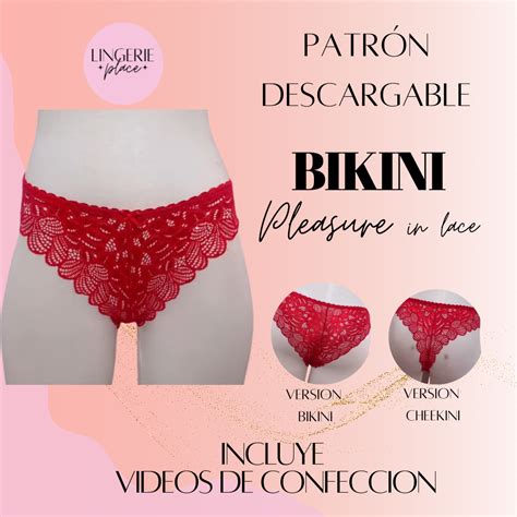 PATRON BIKINI PLEASURE IN LACE Bikini y Cheekini Cursos de Lencería Trajes de baño y más