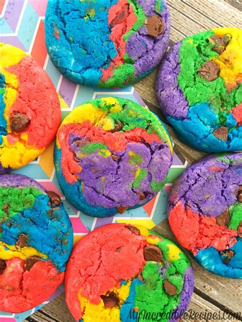 Homemade Rainbow Chocolate Chip Cookies My Incredible Recipes