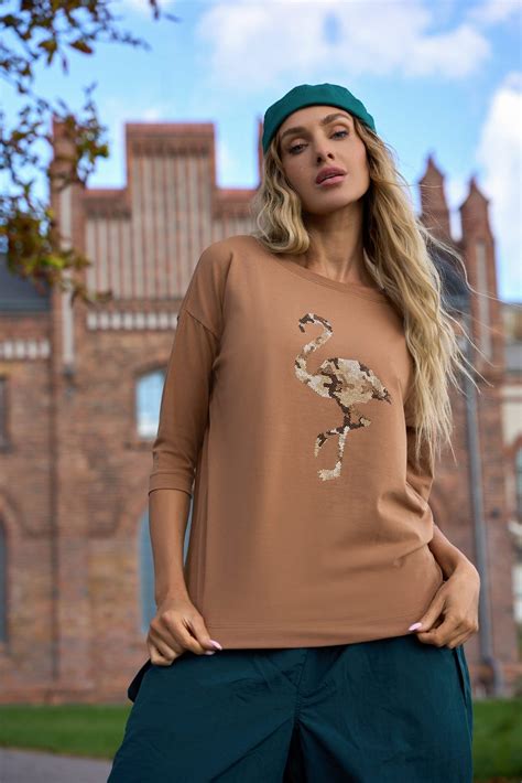 Latynka T Shirt Damski R Kaw Camel Flaming Sklepbluzki Pl