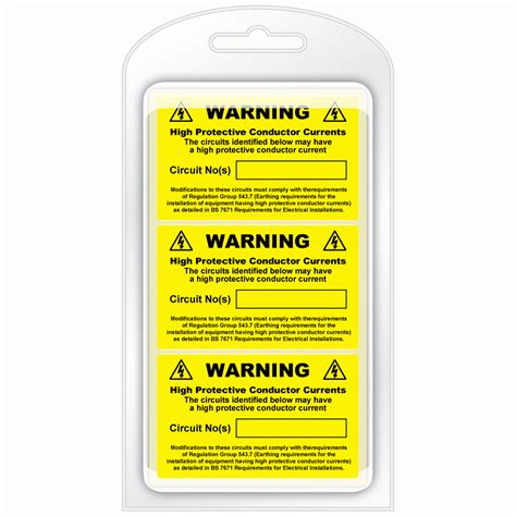 Buy High Protective Conductor Current Labels | Complies with BS 7671