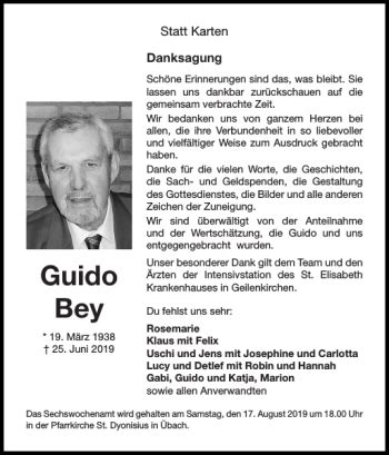 Traueranzeigen Von Guido Bey Aachen Gedenkt