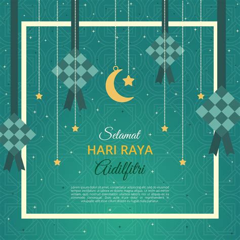 Aidilfitri Greeting Card Vector Template Eid Mubarak Greeting Cards