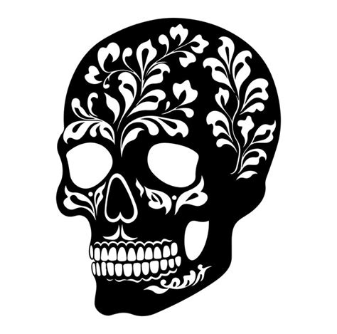 Vectores De Silueta De Calavera Sobre Fondo Blanco Vector Premium