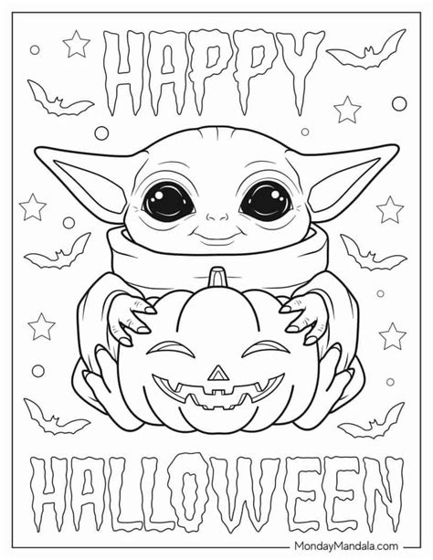 24 Baby Yoda Coloring Pages Free PDF Printables Halloween Coloring