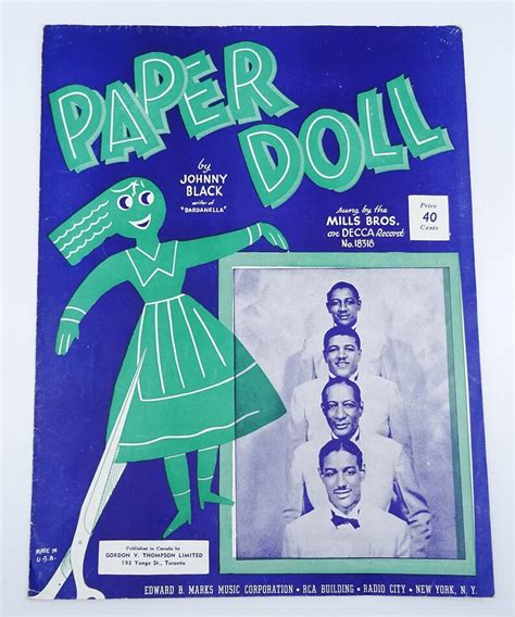 Paper Doll Song Vintage Sheet Music 1943 Johnny Black Mills | Etsy