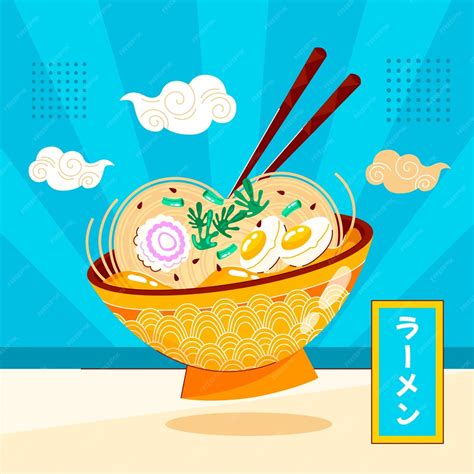 手描きのラーメンイラスト 無料のベクター