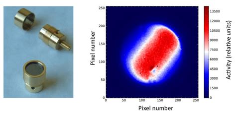 Left: The implanted 83m Kr/ 83 Rb source mounted in the gold-coated ...