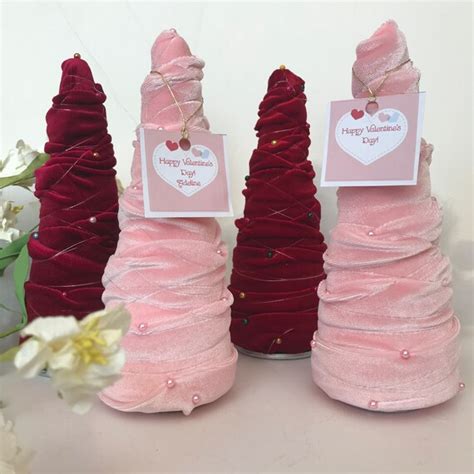 Plush Pink And Red Velvet Trees Soft Velvet Trees Velvet Etsy