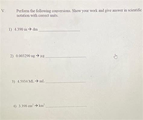 Solved V Perform The Following Conversions Show Your Work