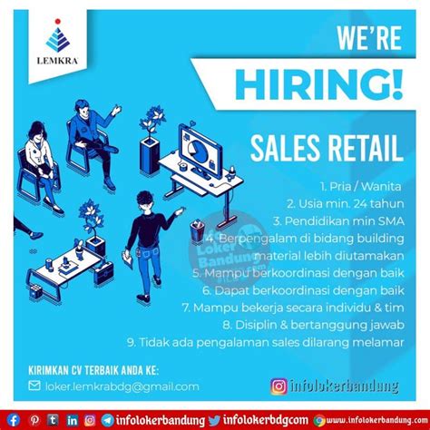 Lowongan Kerja Sales Retail LEMKRA Bandung April 2021 Info Loker