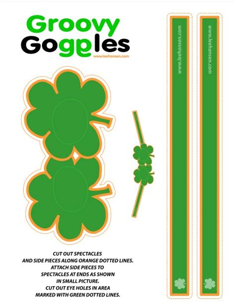 Printable Shamrock Shaped Eyeglasses Groovy Goggles Mask