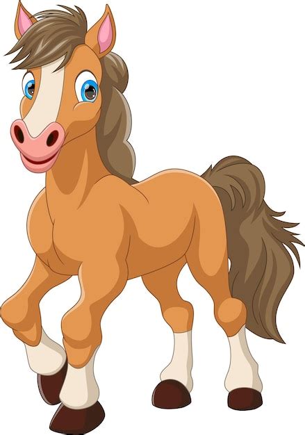 Lindo Caballo De Dibujos Animados Vector Premium