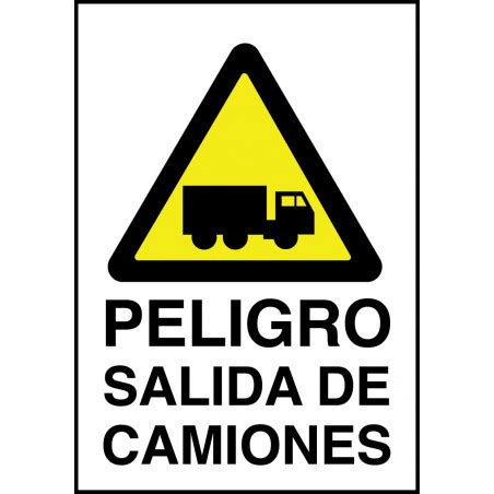 Cartel Peligro Salida De Camiones Tama O X Cm B Material Pvc Mm