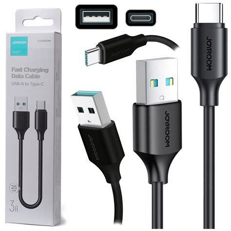 KABEL SZYBKI PRZEWÓD KRÓTKI USB do USB C 0 25m 25cm 3A MOCNY JOYROOM