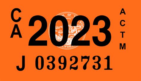 2023 YEAR STICKER ON CALIFORNIA LICENSE PLATE