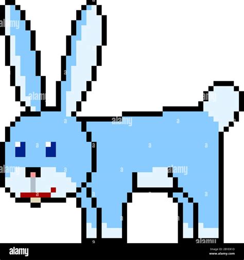 Vector Pixel Art Stuffed Animal Rabbit Isolated Cartoon Stock Vector