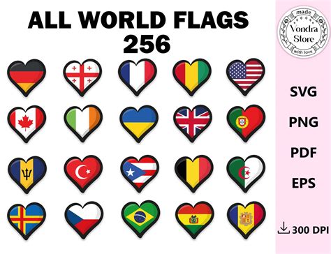 All World Flags SVG Country Flags SVG Heart Flags Svg Flags - Etsy