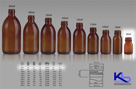 Kbtrade Amber Glass Syrup Bottle 30ml Din28