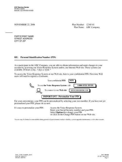 Fillable Online Personal Identification Number Pin As A Participant In The Fax Email Print