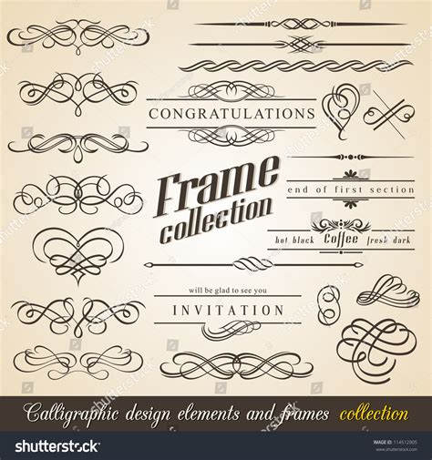 Calligraphic Design Elements And Frames Vintage Collection Vector