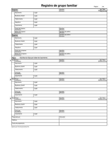 Registro De Grupo Familiar Pdf Familia Instituciones Sociales