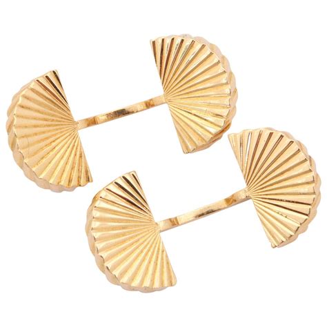 Cartier Gold Fan Cufflinks at 1stDibs