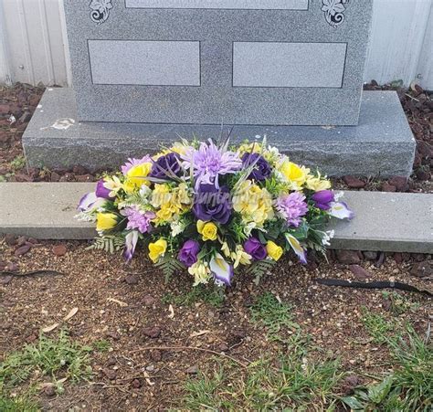 Purple Yellow Cemetery Ground Spray Ground Grave Flowers Ground Blanket