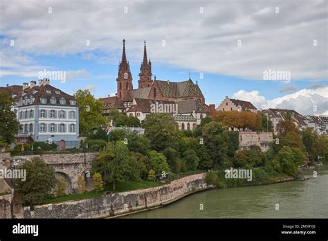 A view of the cathedral of Basilea in Suiza from the river Rio Stock Photo - Alamy