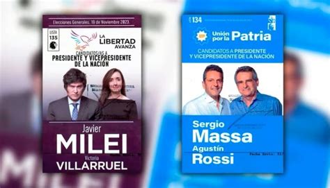 Así son las boletas oficiales de Javier Milei y Sergio Massa para el