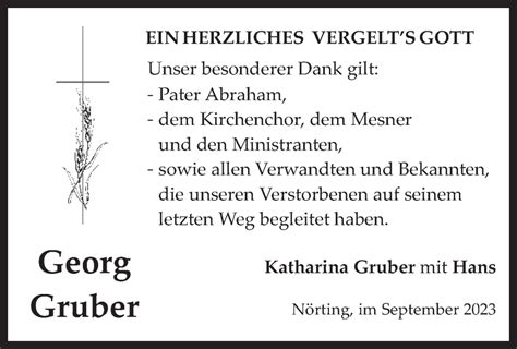 Traueranzeigen Von Georg Gruber Trauer Merkur De