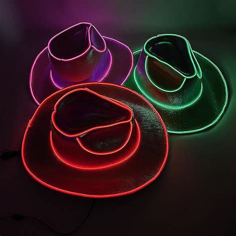 Disco Luminous Led Bride Cowgirl Hat Glowing Light Bar Cap Bachelorette