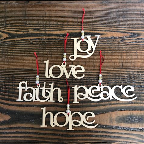 Joy Faith Hope Peace Love Christmas Ornament Wood Ornament Etsy