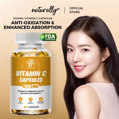 Vitamin C 1000mg Capsules Imatchme Whitening Skin Antioxidant Beauty Supplements Improves