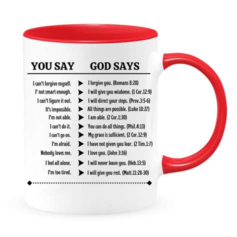 You Say God Says Two Toned Coffee Mug Bible Verses Memory Etsy