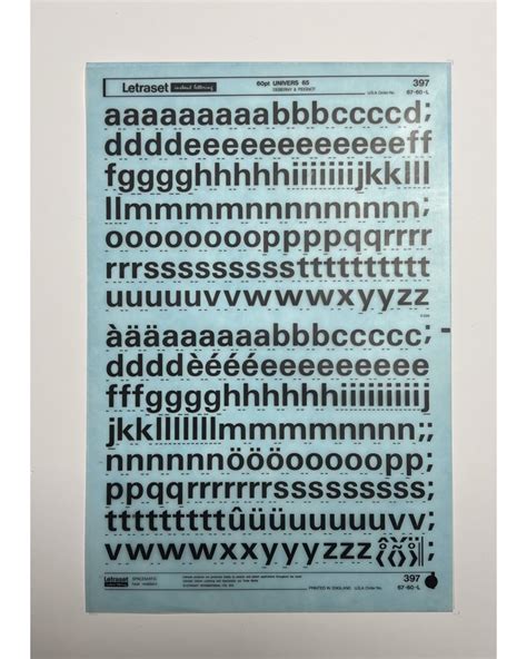 Letraset Univers Pt Dry Transfer Lettering Sheets