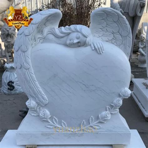 Cemetery Memorial Decoration Hand Carving White Marble Weeping Angel