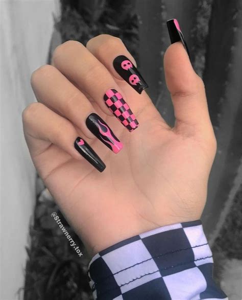 Strawberry Tox Punk Nails Grunge Nails Goth Nails