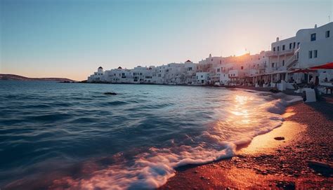 Premium AI Image | Sunset in mykonos