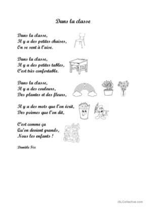 Poeme Fran Ais Fle Fiches Pedagogiques Pdf Doc