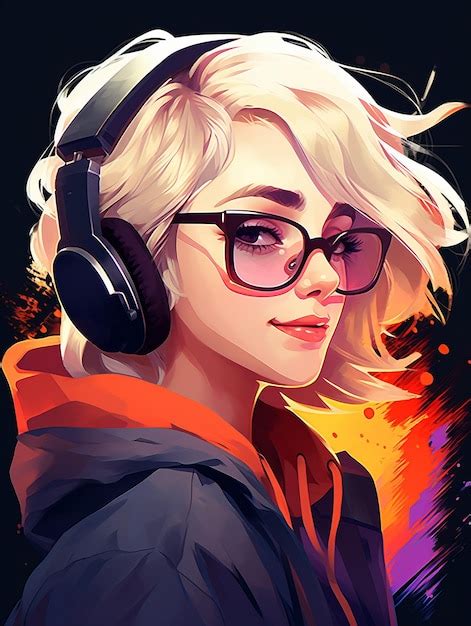 Premium AI Image | an illustration of a girl wearing glasses and headphones