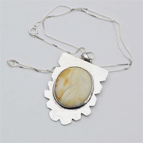 Cream Color Jasper Pendant Jasper Necklace Natural Jasper Etsy