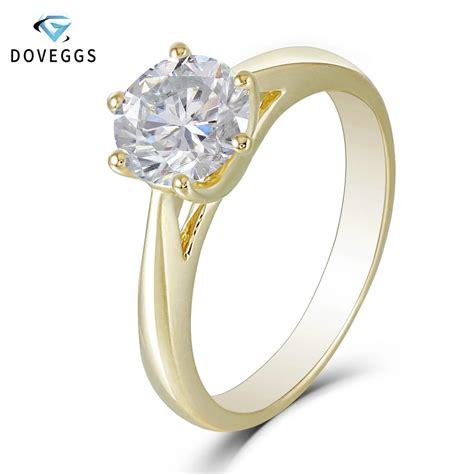 Doveggs Anillo Solitario De Oro Amarillo De K Para Mujer Sortija