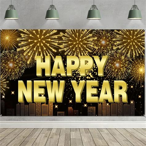 Silvester Banner Deko 2024 Extra Große Stoff Happy New Year Backdrop